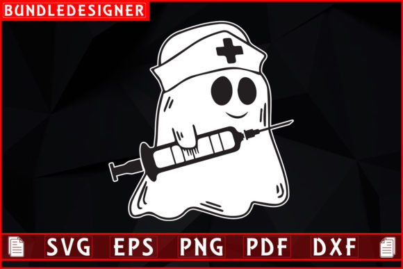 Vector Nurse Ghost with Syringe: A Spooky Embroidery Delight